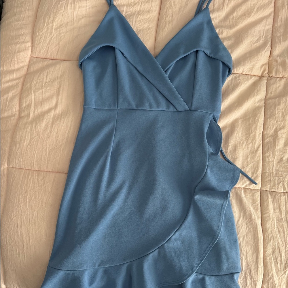 Lucy in the Sky Sky Blue Wrap Mini Dress
